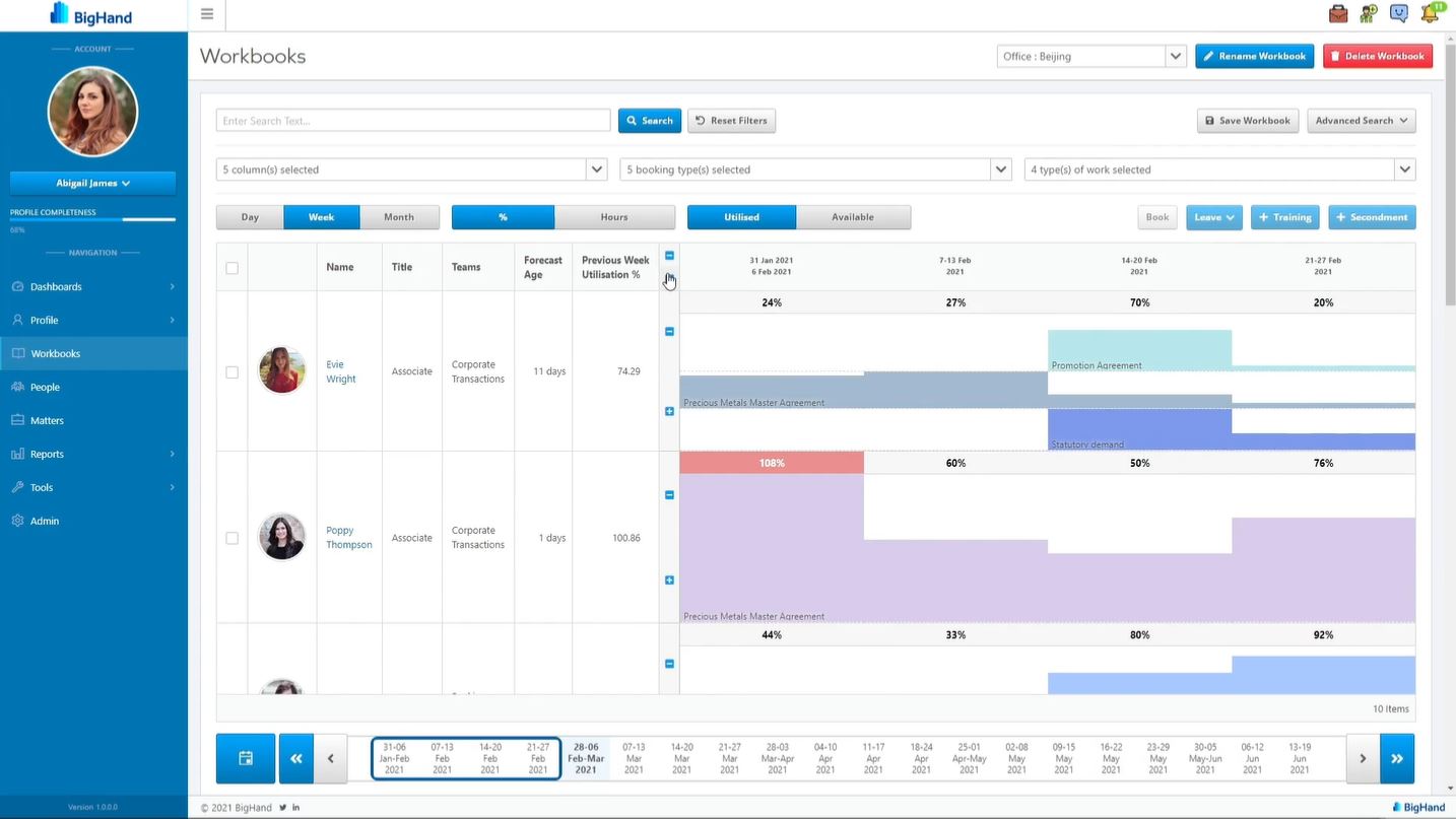 screenshot of BigHand Resource Management